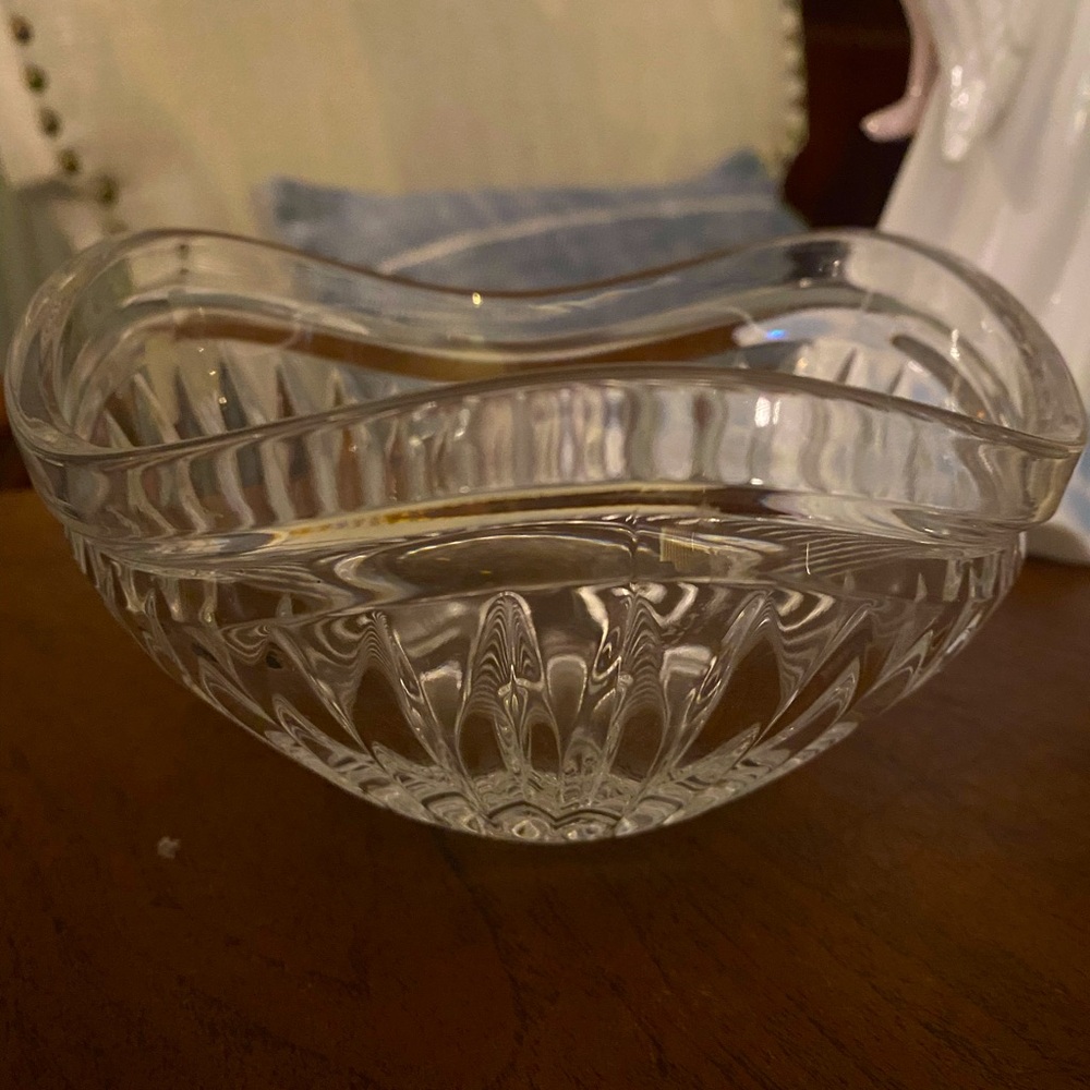 Old wavy Glass Carved Bowl